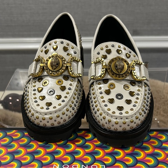 Kurt Geiger White Loafers with Gold and Silver Details - Picture 4 of 5